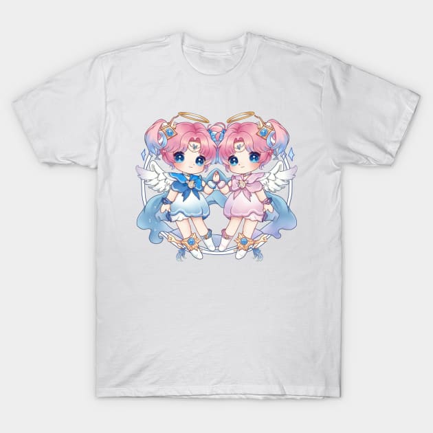 Gemini Twins Chibi Zodiac Anime Girls T-Shirt by peachycrossing